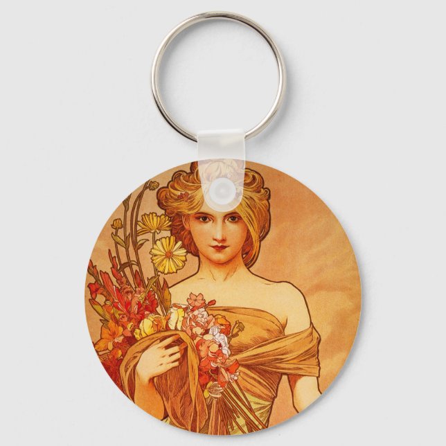 Porte-clés Woman with Oragna Bouquet (Recto)