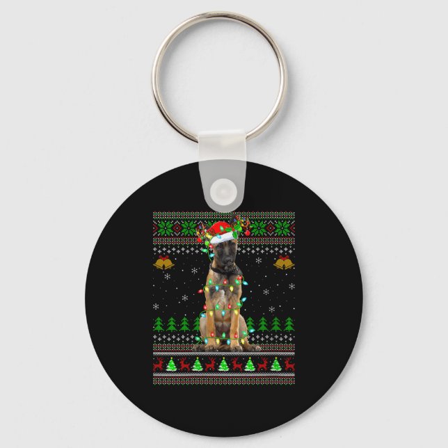 Porte-clés Womens Belgian Malinois Dog Ugly Christmas Sweater (Recto)
