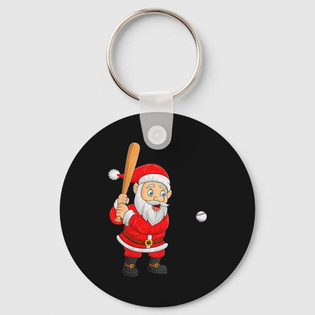 Porte-clés Womens Christmas Santa Playing Baseball Xmas Funny (Recto)
