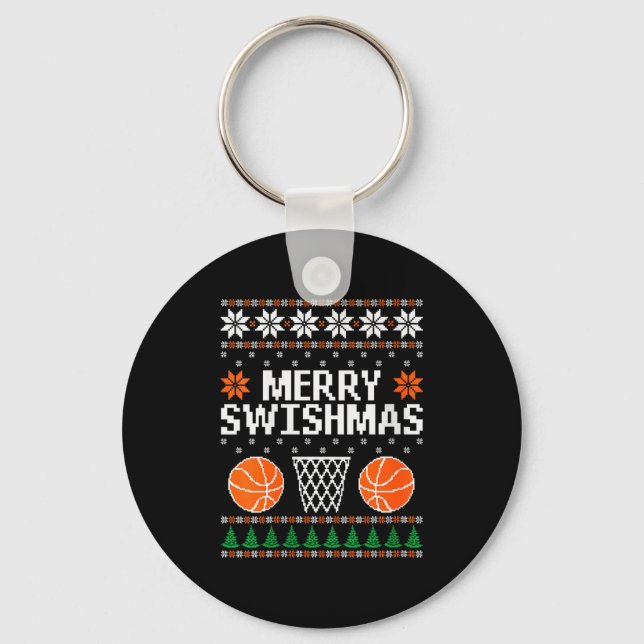 Porte-clés Womens Funny Merry Swishmas Xmas Basketball Ugly C (Recto)