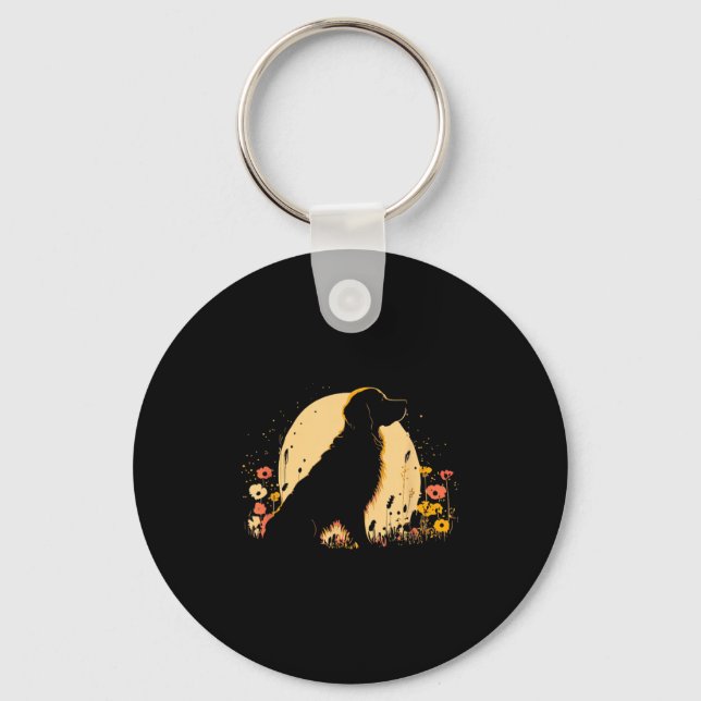 Porte-clés Women's Golden Retriever Lover Dog Owner Wildflowe (Recto)