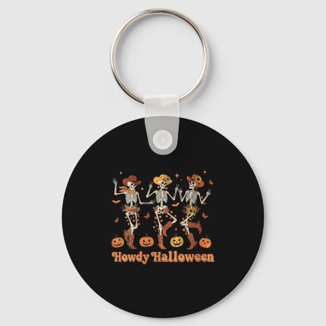 Porte-clés Womens Howdy Halloween Cowboy Cowgirl Skeleton Dan (Recto)