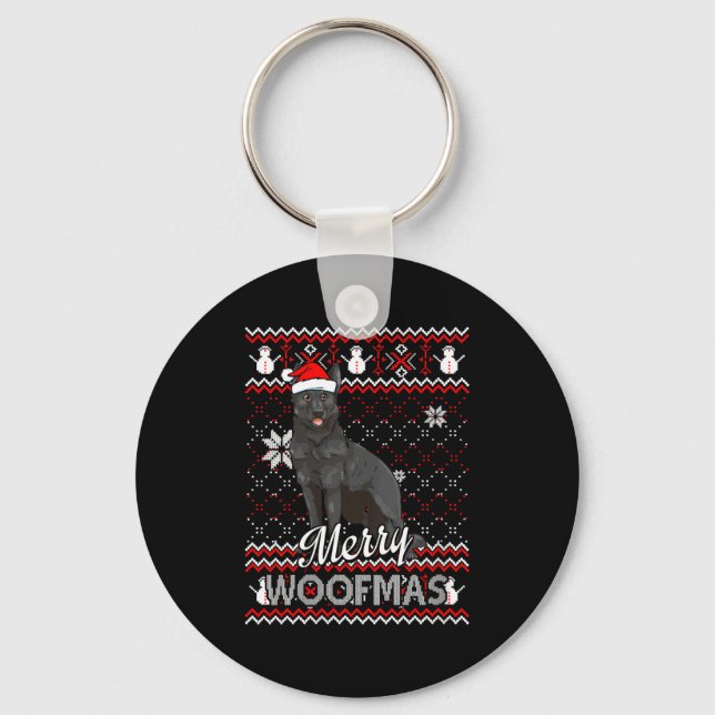 Porte-clés Womens Merry Woofmas Black German Shepherd Dog San (Recto)