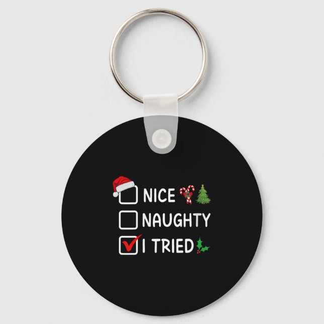 Porte-clés Womens Nice Naughty I Tried Christmas List Santa H (Recto)