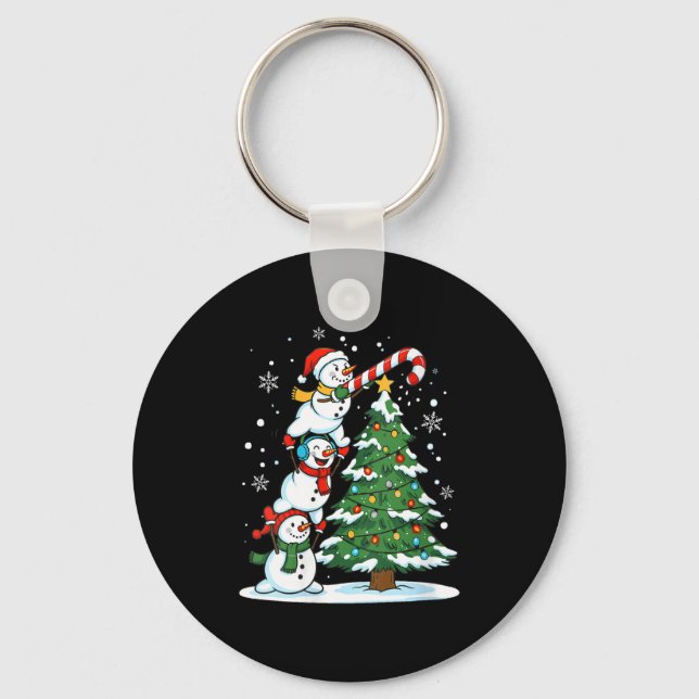 Porte-clés Womens Snowman Candy Cane Christmas Tree Winter Fu (Recto)