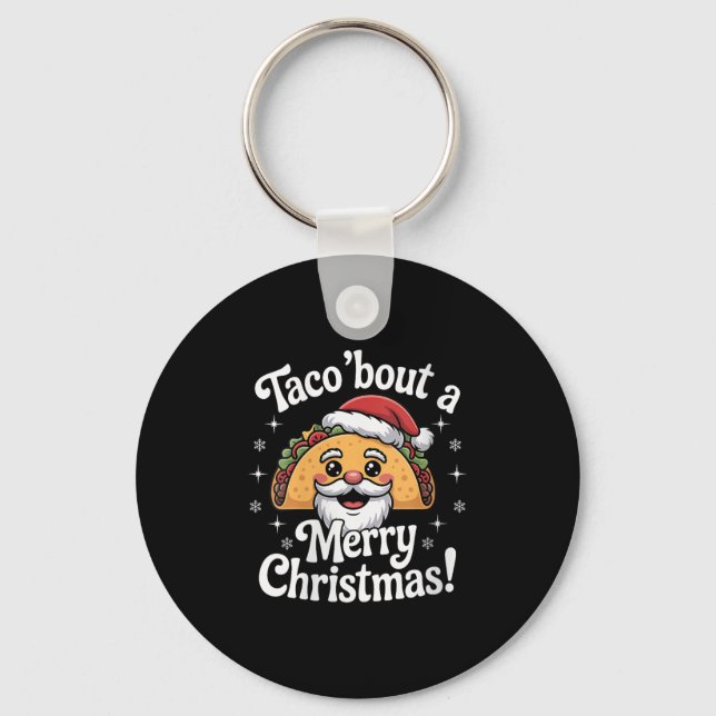 Porte-clés Womens Taco ‘bout A Merry Christmas Food Puns Mexi (Recto)
