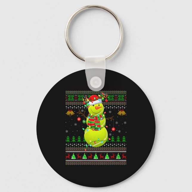 Porte-clés Womens Tennis Ball Snowman Ugly Christmas Sweaters (Recto)