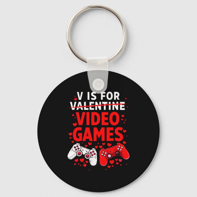 Porte-clés Women's V Is For Video Games Funny Valentines Game (Recto)