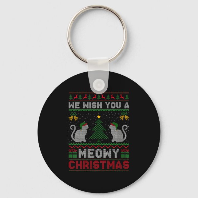 Porte-clés Womens We Wish You A Meowy Catmas Ugly Christmas S (Recto)