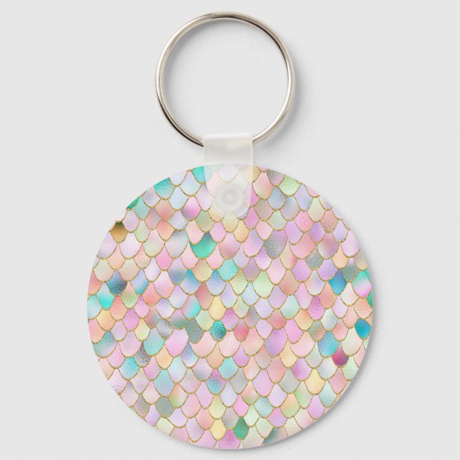 Porte-clés Wonky Trendy Rainbow Girl Metal Mermaid Scales (Recto)