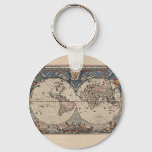 Porte-clés World Map Globe Travel Antique