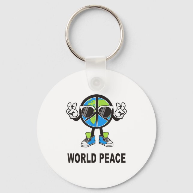 Porte-clés World Peace On Earth Shirt Global Love Peace Sign  (Recto)