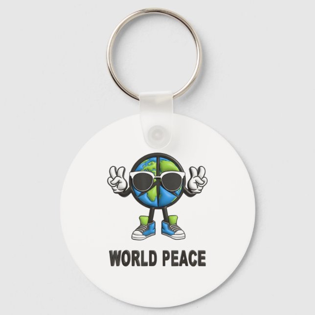 Porte-clés World Peace On Earth Shirt Global Love Peace Sign  (Recto)