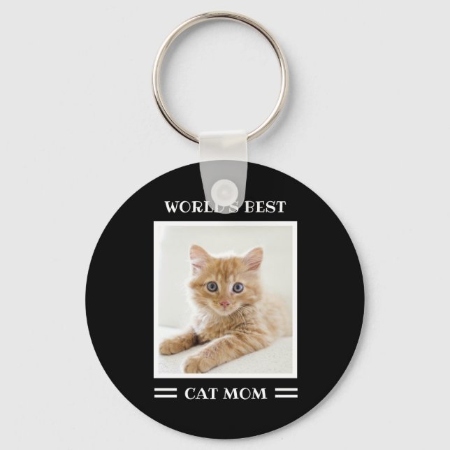 Porte-clés World's Best Cat Mom Custom Photo Personalized (Recto)