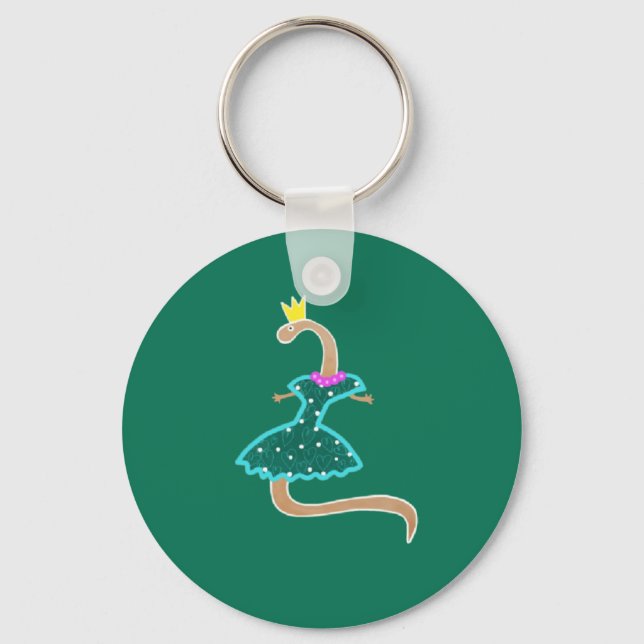 Porte-clés Worm dans une robe verte et une couronne (Recto)