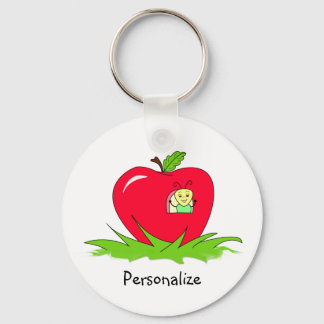 Porte-clés Worm En Pomme Rouge Avec Nom