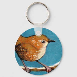 PORTE-CLÉS WREN IN OIL PASTEL