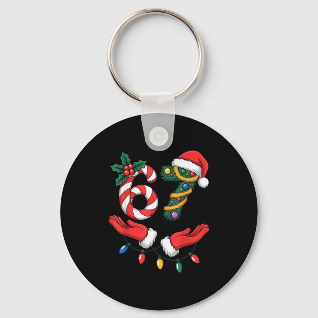 Porte-clés Xmas 67 Hands Gesture Candy Canes Santa Holiday Ki (Recto)