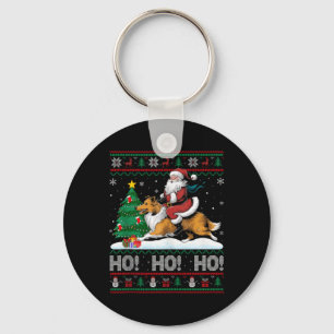 Porte-clés Xmas Arbre Éclairage Père Noël équitation Collie C