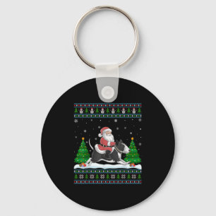 Porte-clés Xmas hideux Père Noël Riding Rat Terrier Chien Chr
