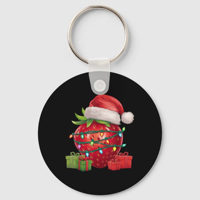 Porte-clés Xmas Lighting Santa Hat Strawberry Christmas  (Recto)