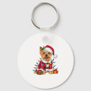 Porte-clés Xmas Lighting Santa Yorkshire Terrier Dog Christma