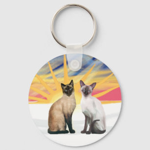 Porte-clés Xmas Sunrise - Deux chats siamois (Seal + Choc)