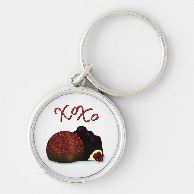 Porte-clés XOXO Bonbon de la Saint-Valentin et chocolat noir (Devant)