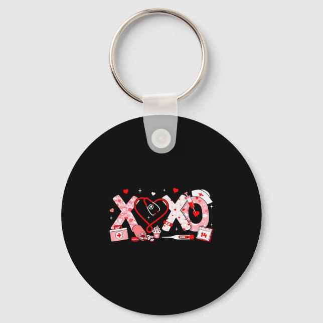 Porte-clés Xoxo Infirmière Stéthoscope de la Saint-Valentin V (Recto)