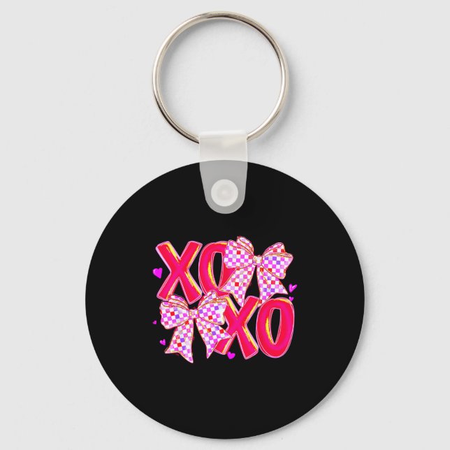 Porte-clés Xoxo Valentines Day Love Funny Coquette Bow Checke (Recto)