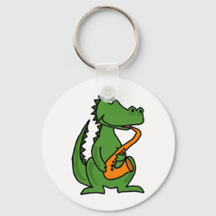 Porte-clés XX alligator jouant le saxophone
