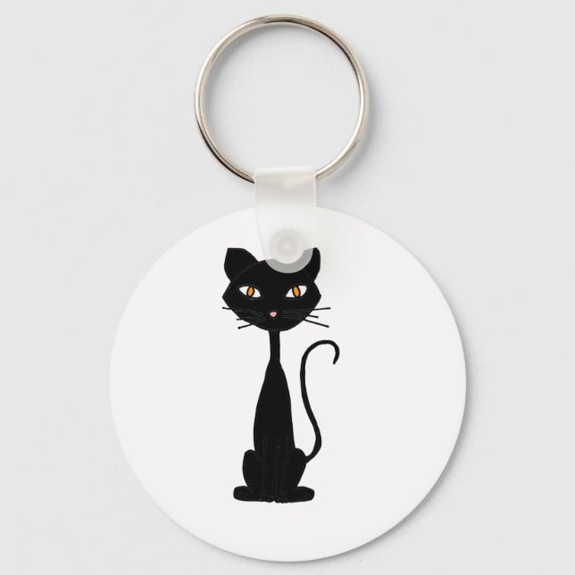 Porte-clés XX- Design d'art de chat Kitty noir (Recto)