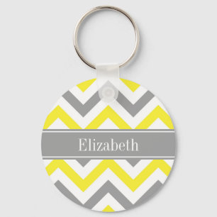 Porte-clés Yellow Dk Gray White LG Chevron Gray Name Monogram