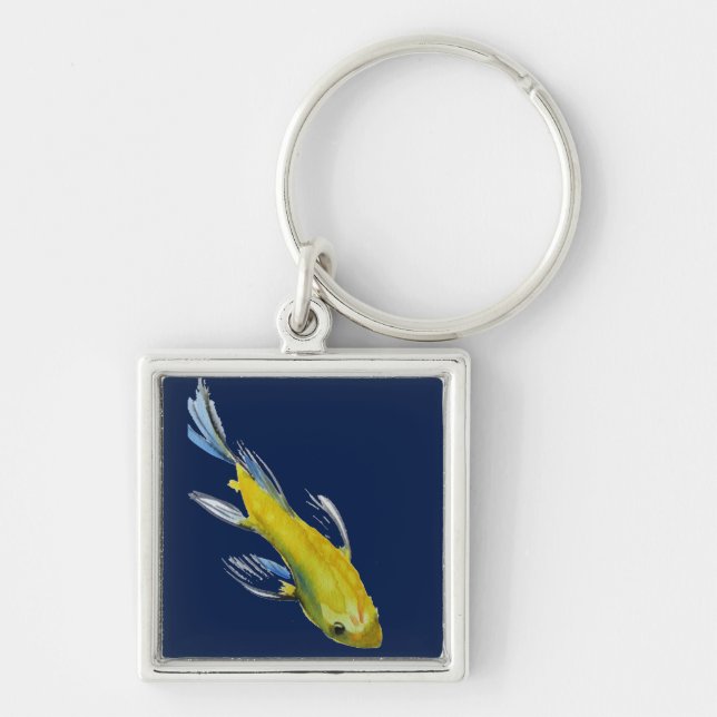 Porte-clés Yellow koi Japonais carp watercolour art fish (Devant)