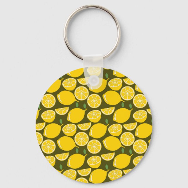 Porte-clés Yellow Lemon Wallpaper Pattern Summer (Recto)