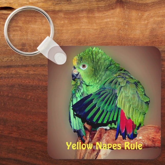 Porte-clés Yellow Naped Amazon Parrots Rule Cute  (Recto)