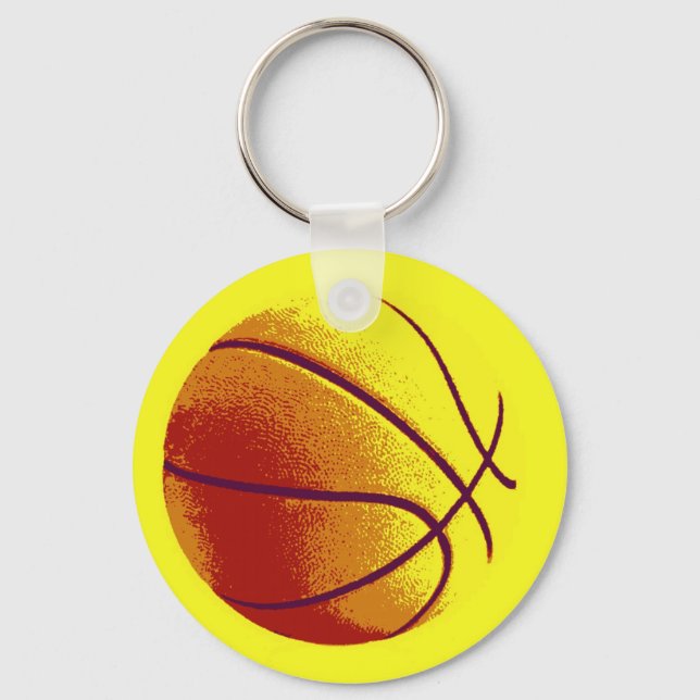 Porte-clés Yellow Orange Pop Art Basketball (Recto)