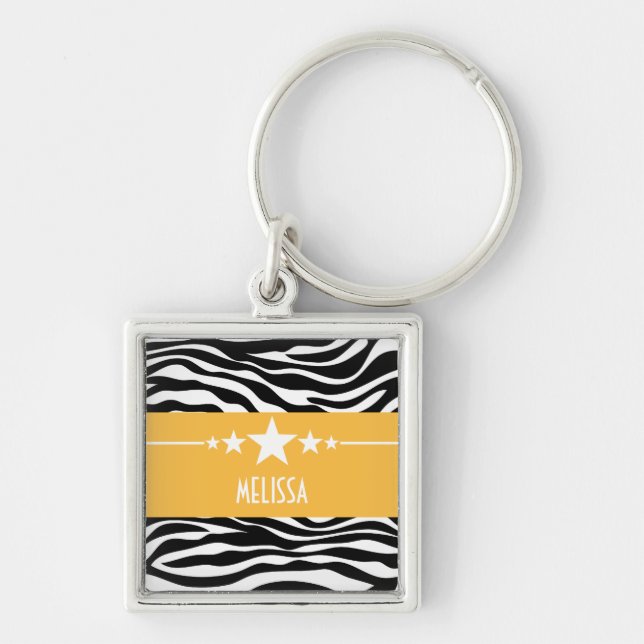 Porte-clés Yellow Sassy Star Zebra Premium Keychain (Devant)