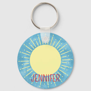 Porte-clés Yellow Sunshine Dans Blue Sky Nom personnalisé