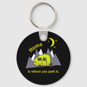 Porte-clés Yellow Teardrop Camper Button Keychain
