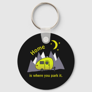 Porte-clés Yellow Teardrop Camper Button Keychain