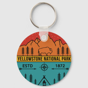 Porte-clés Yellowstone National Park Retro Wyoming USA Bison