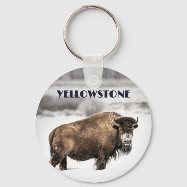 Porte-clés Yellowstone Snowy Buffalo Souvenir Porte - clé (Recto)