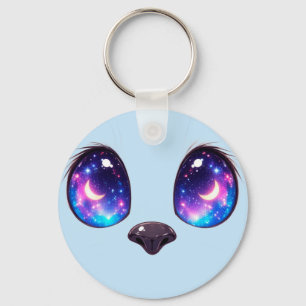 Porte-clés Yeux de chat arc-en-ciel Illustration de visage de