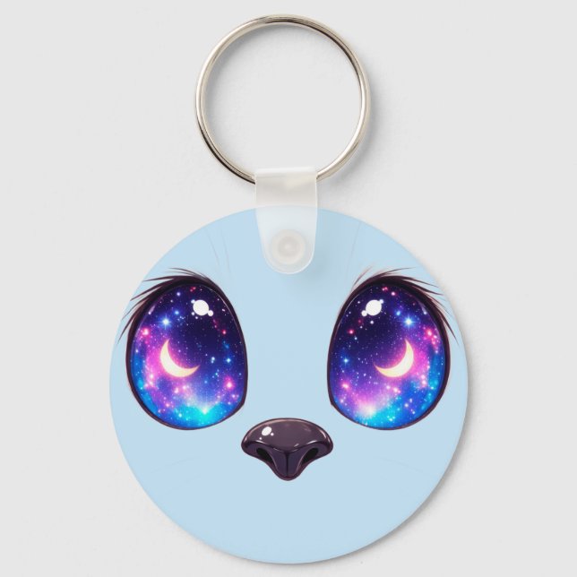 Porte-clés Yeux de chat arc-en-ciel Illustration de visage de (Recto)
