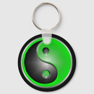 Porte-clés yin et yang verts