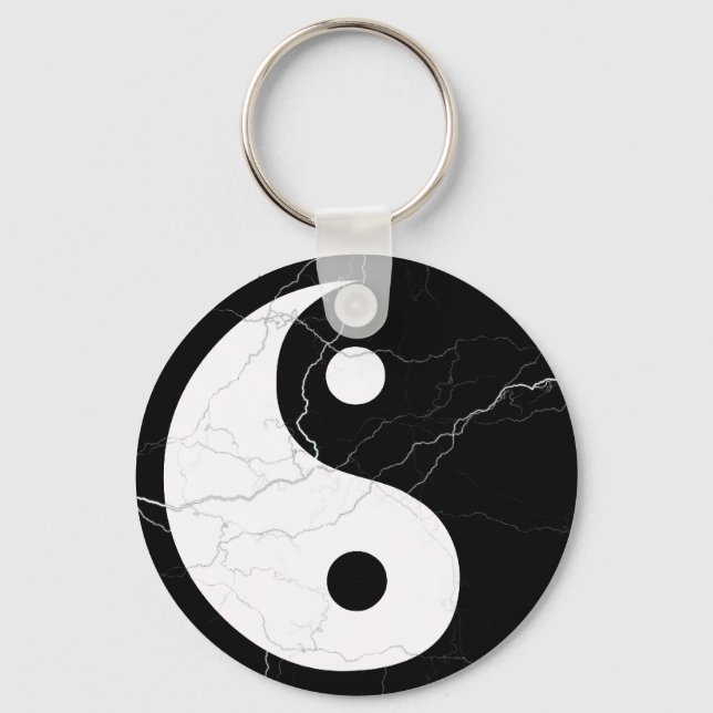 Porte-clés Yin noir et blanc et Yang (Recto)