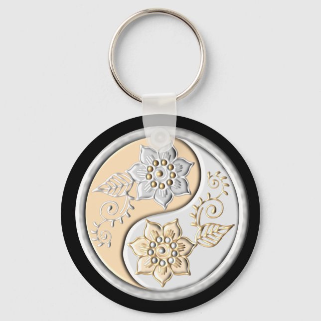 Porte-clés Yin Yang Argent et Or (Recto)