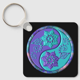 Porte-clés Yin Yang bleu et violet