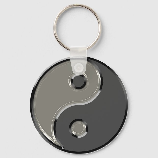 Porte-clés Yin Yang dans 2 nuances de gris (Recto)